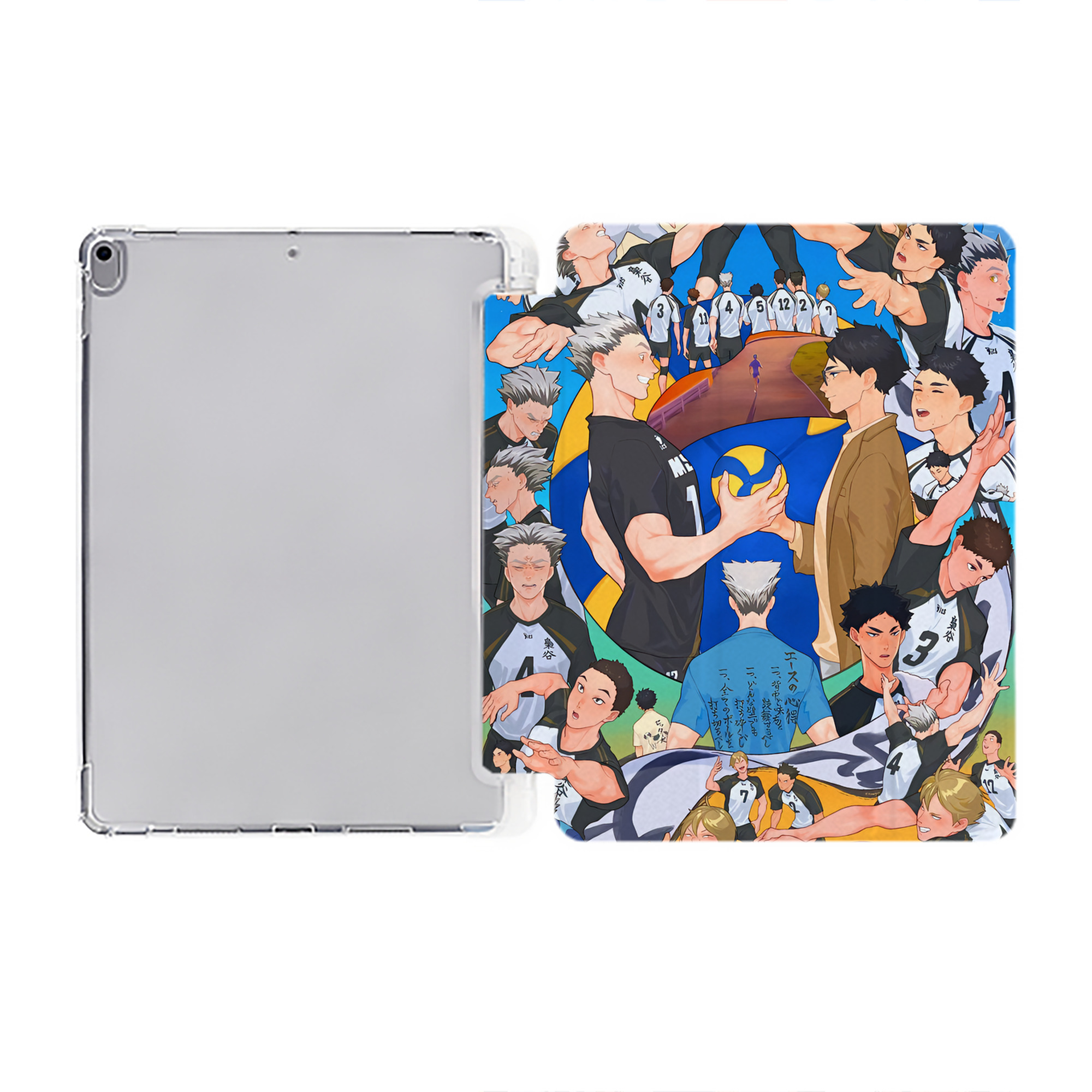 （画像用） ハイキュー!! Haikyu!! IPad ケース ペン収納付き 三つ折りスタンド PUレザー×シリコン 対応機種9.5/10.5/10.9インチ